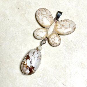 2/$20, Genuine Magnesite Butterfly Pendant, Large Natural Gemstone Drop Pendant